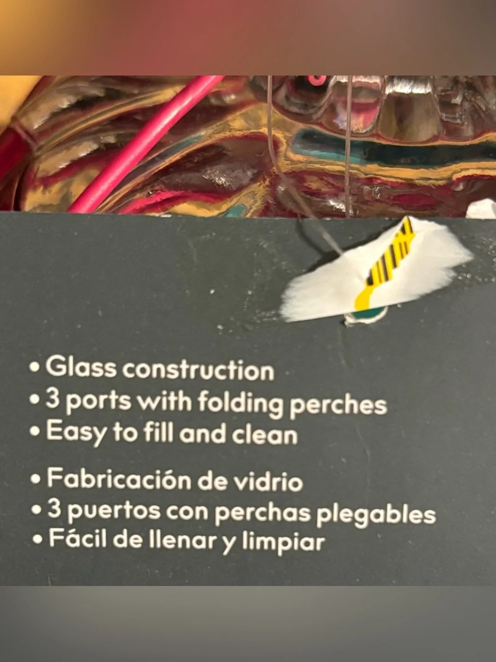 NWT Multicolor Glass Hot Air Balloon•Hummingbird Feeder•32 ounces
